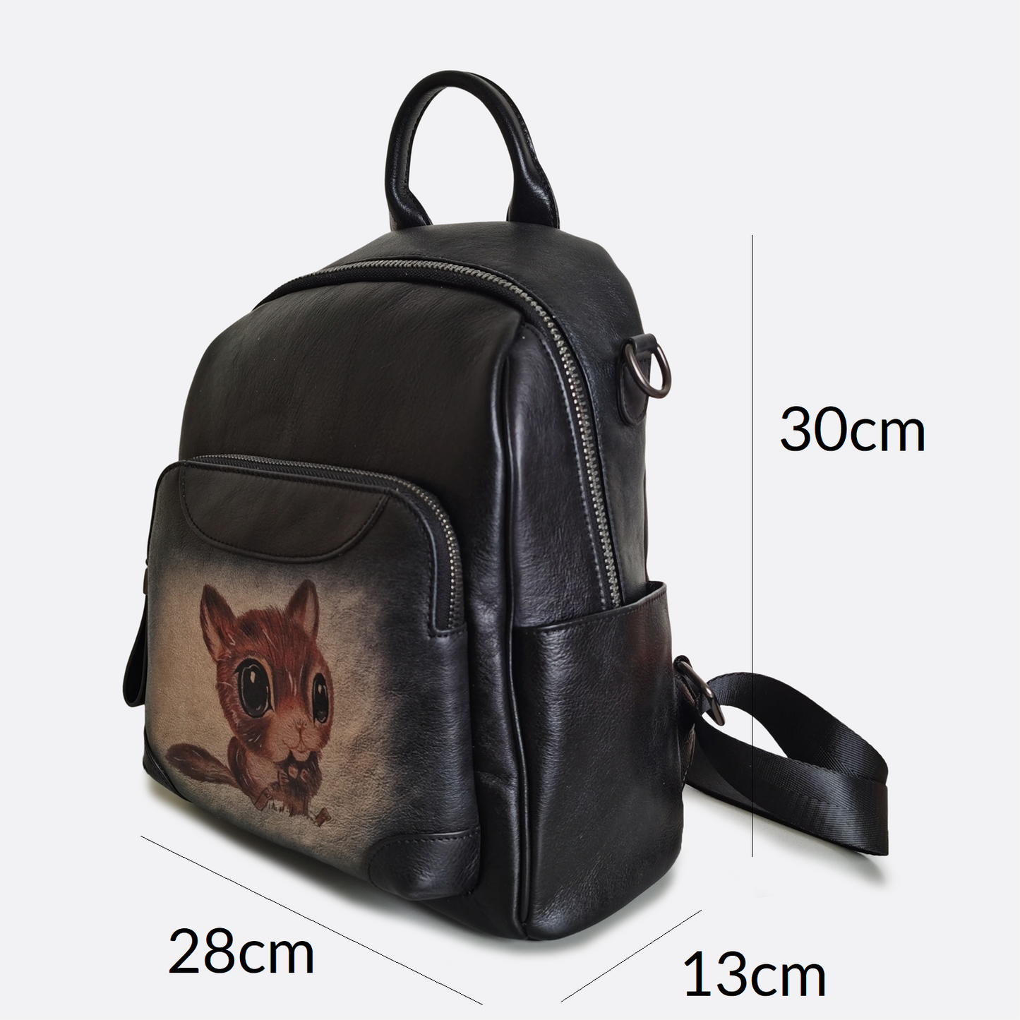 Women's genuine cowhide leather sling bag/backpack Squirrel design