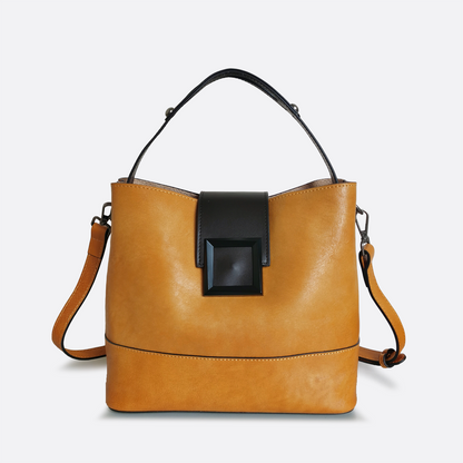 Women's genuine cowhide leather bucket bag V2