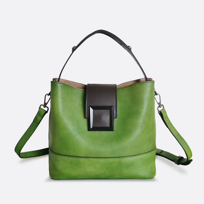 Women's genuine cowhide leather bucket bag V2