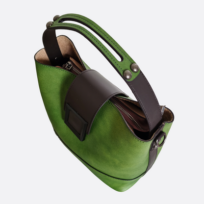 Women's genuine cowhide leather bucket bag V2