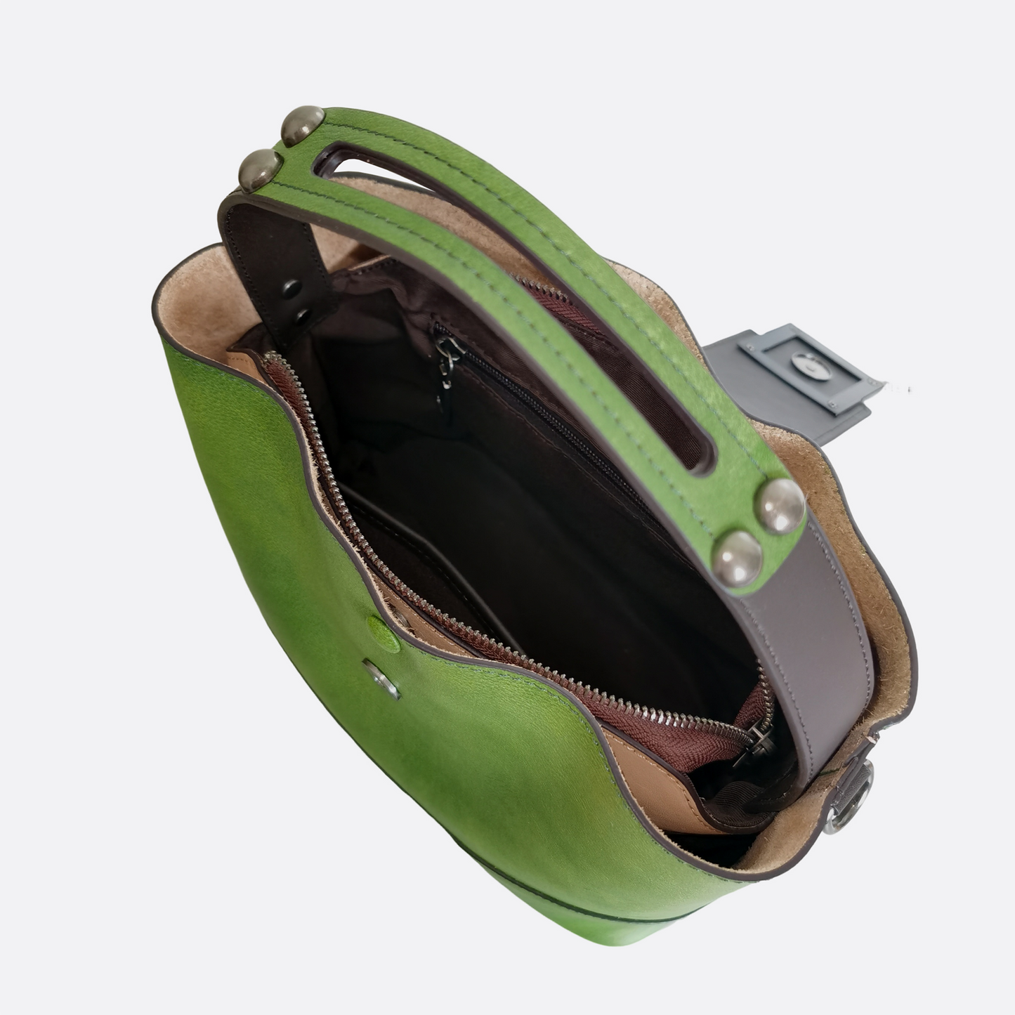 Women's genuine cowhide leather bucket bag V2