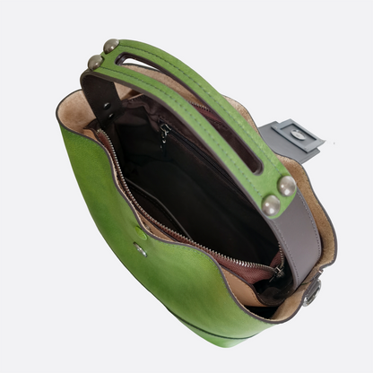 Women's genuine cowhide leather bucket bag V2