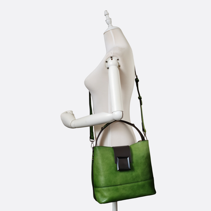Women's genuine cowhide leather bucket bag V2