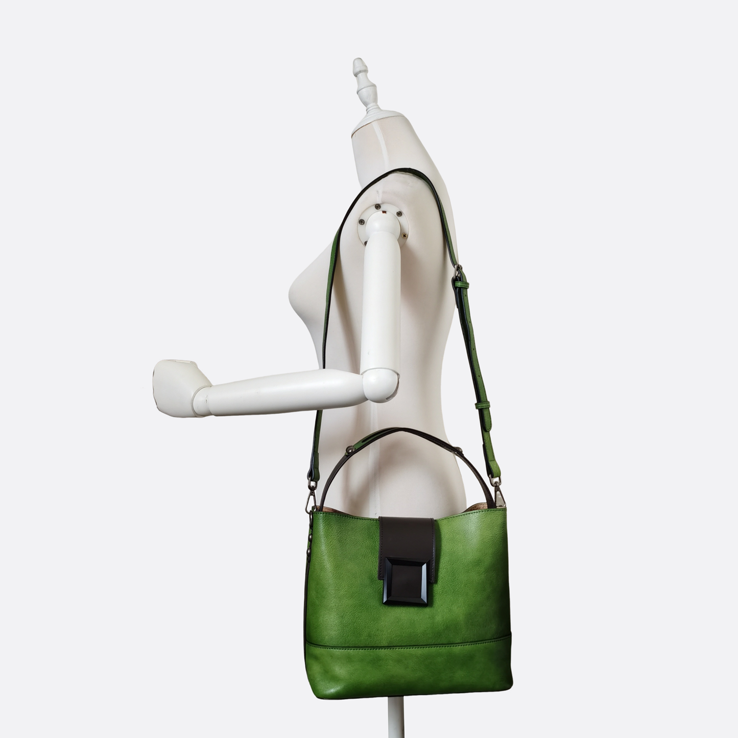 Women's genuine cowhide leather bucket bag V2