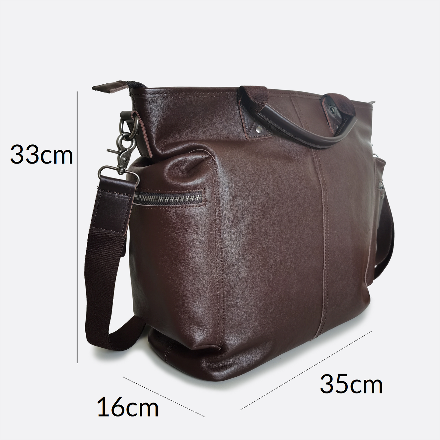 Unisex genuine cowhide leather tote bag Perry design