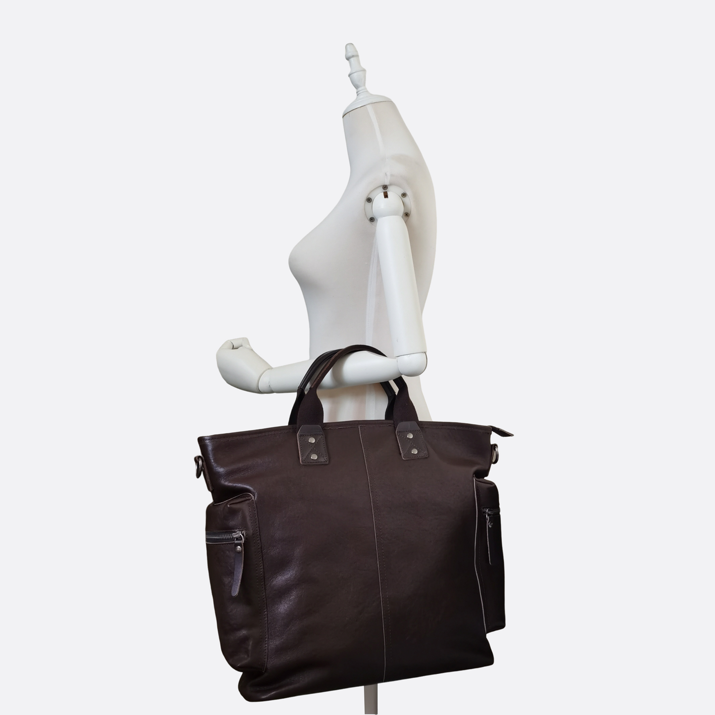 Unisex genuine cowhide leather tote bag Perry design