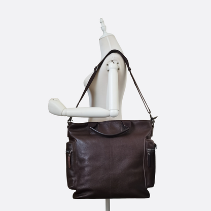 Unisex genuine cowhide leather tote bag Perry design