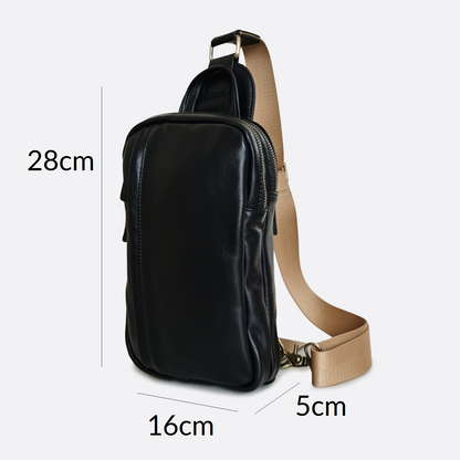 Unisex genuine cowhide leather fanny pack bag Davel V2 design