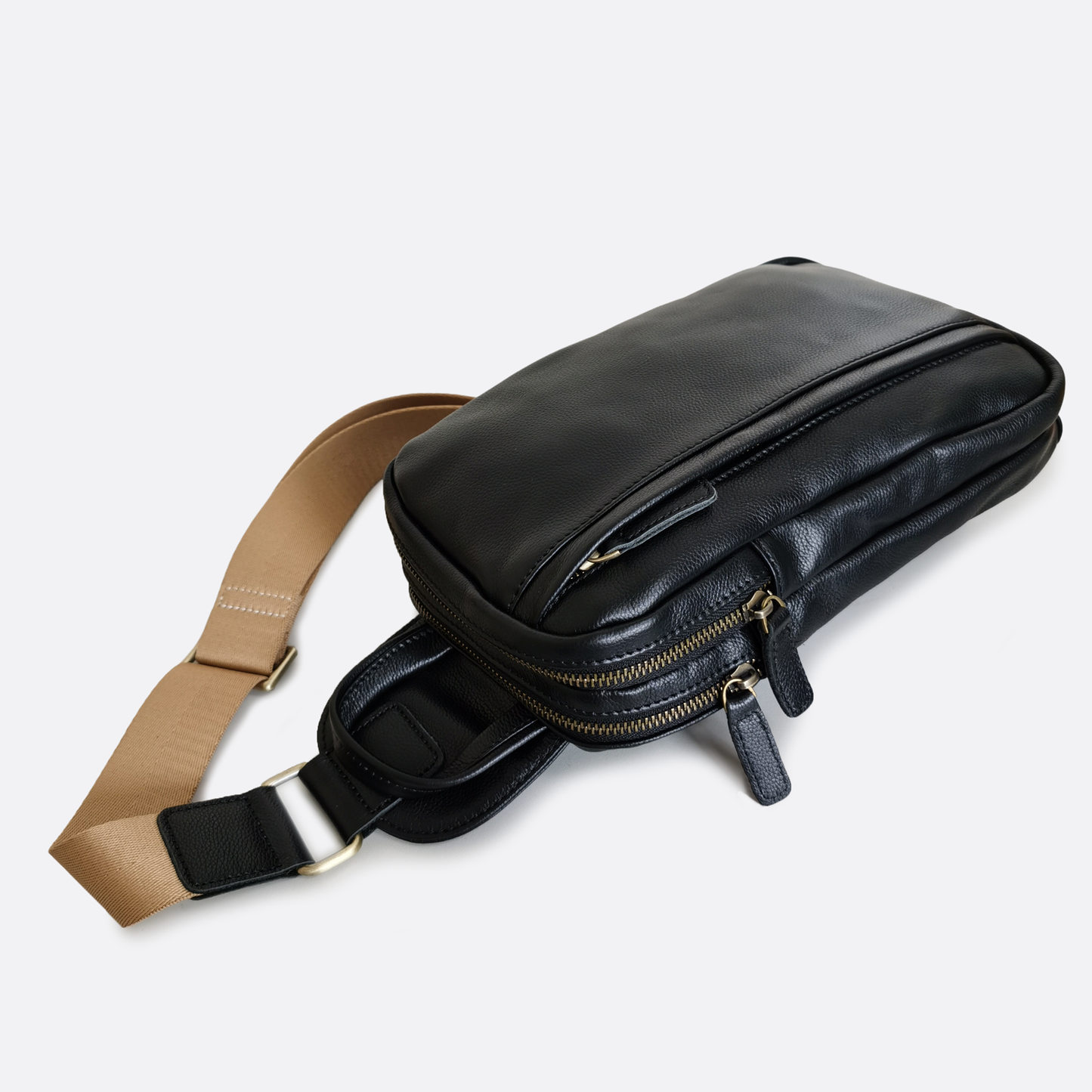 Unisex genuine cowhide leather fanny pack bag Davel V2 design