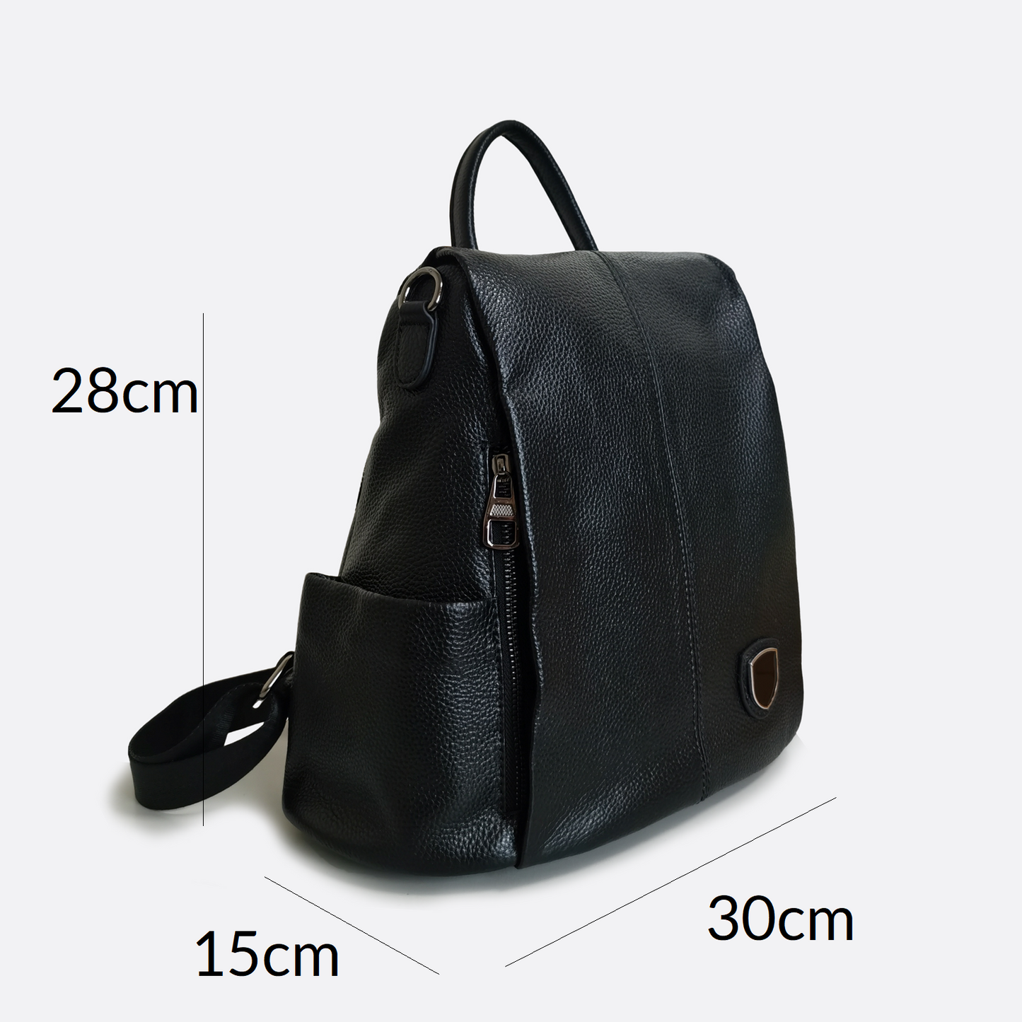 Women's cowhide leather Flap design anti theft backpack
