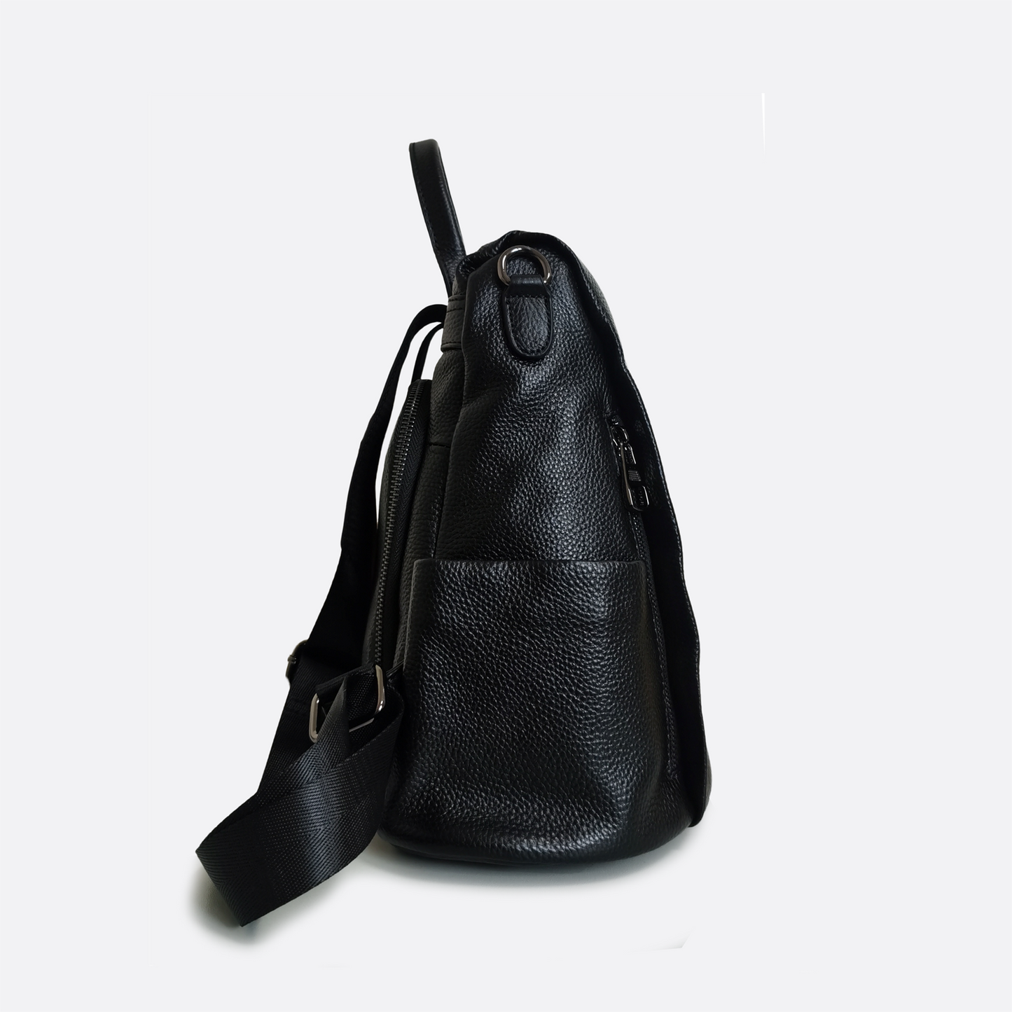 Women's cowhide leather Flap design anti theft backpack
