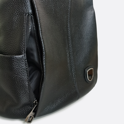 Women's cowhide leather Flap design anti theft backpack