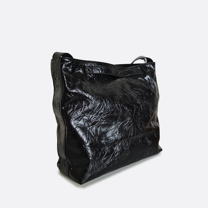 Women's waxed genuine cowhide leather crumbled handbag Klos design