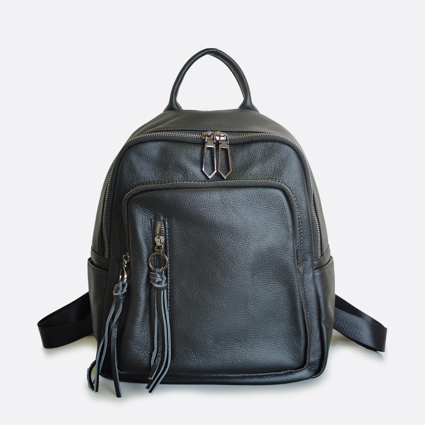Women's genuine cowhide leather backpack Tassel design