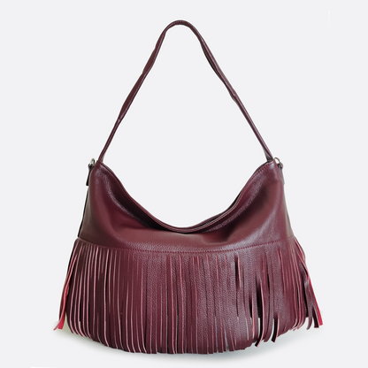 Women's genuine cowhide leather hobo bag Tassel Dilla V2 design