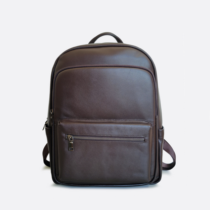 Unisex cowhide leather Multi zip V3 design backpack