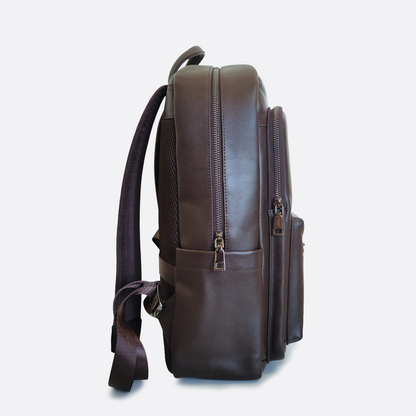 Unisex cowhide leather Multi zip V3 design backpack