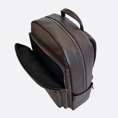Unisex cowhide leather Multi zip V3 design backpack