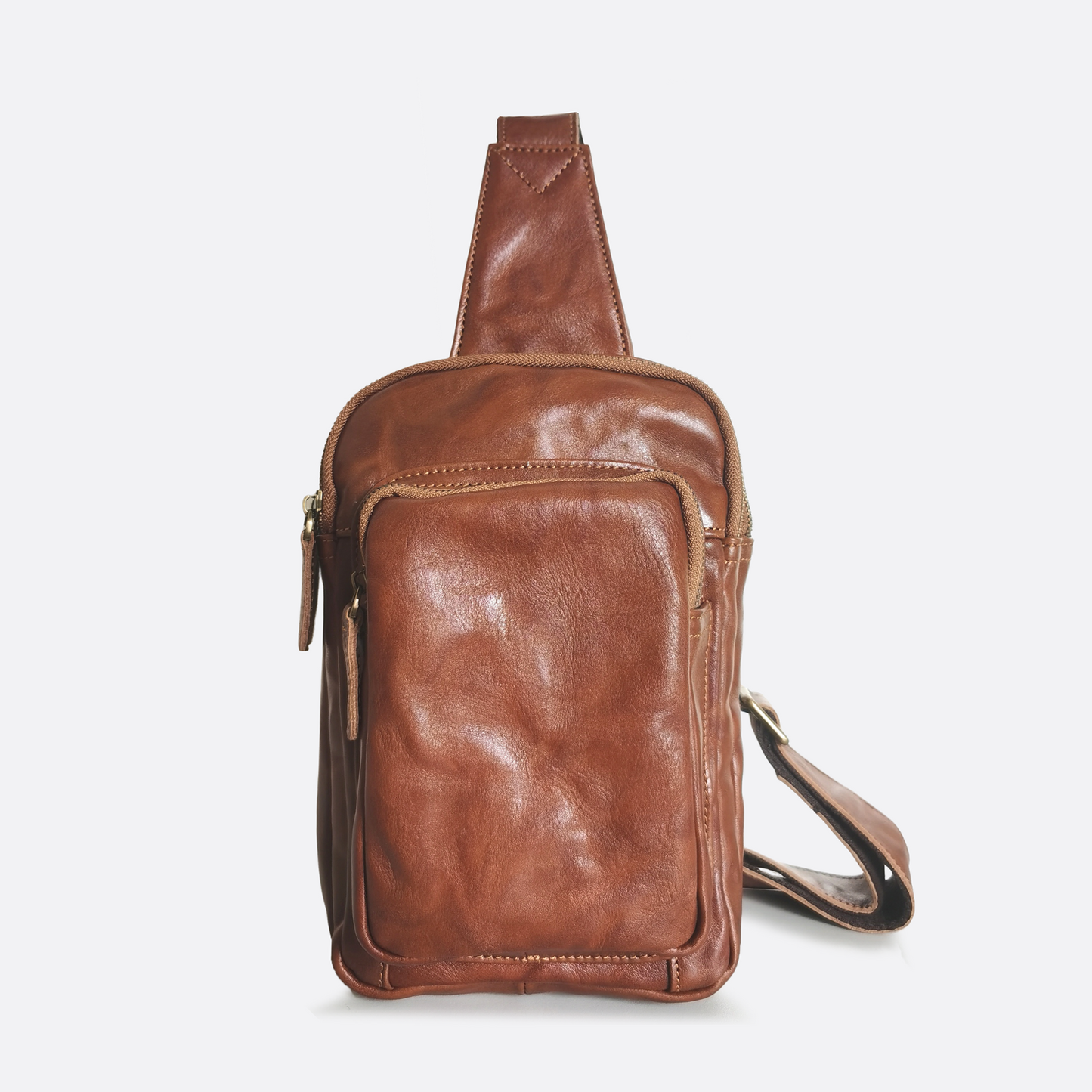 Unisex waxed genuine cowhide leather fanny pack bag Davel V3 design