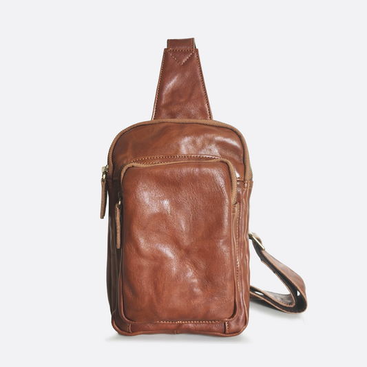 Unisex waxed genuine cowhide leather fanny pack bag Davel V3 design