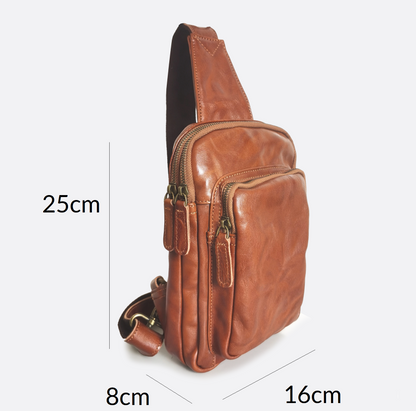 Unisex waxed genuine cowhide leather fanny pack bag Davel V3 design