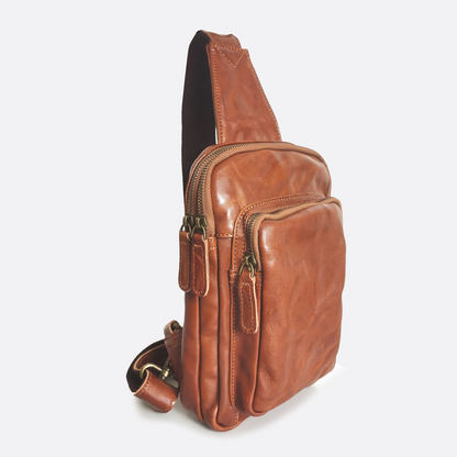 Unisex waxed genuine cowhide leather fanny pack bag Davel V3 design