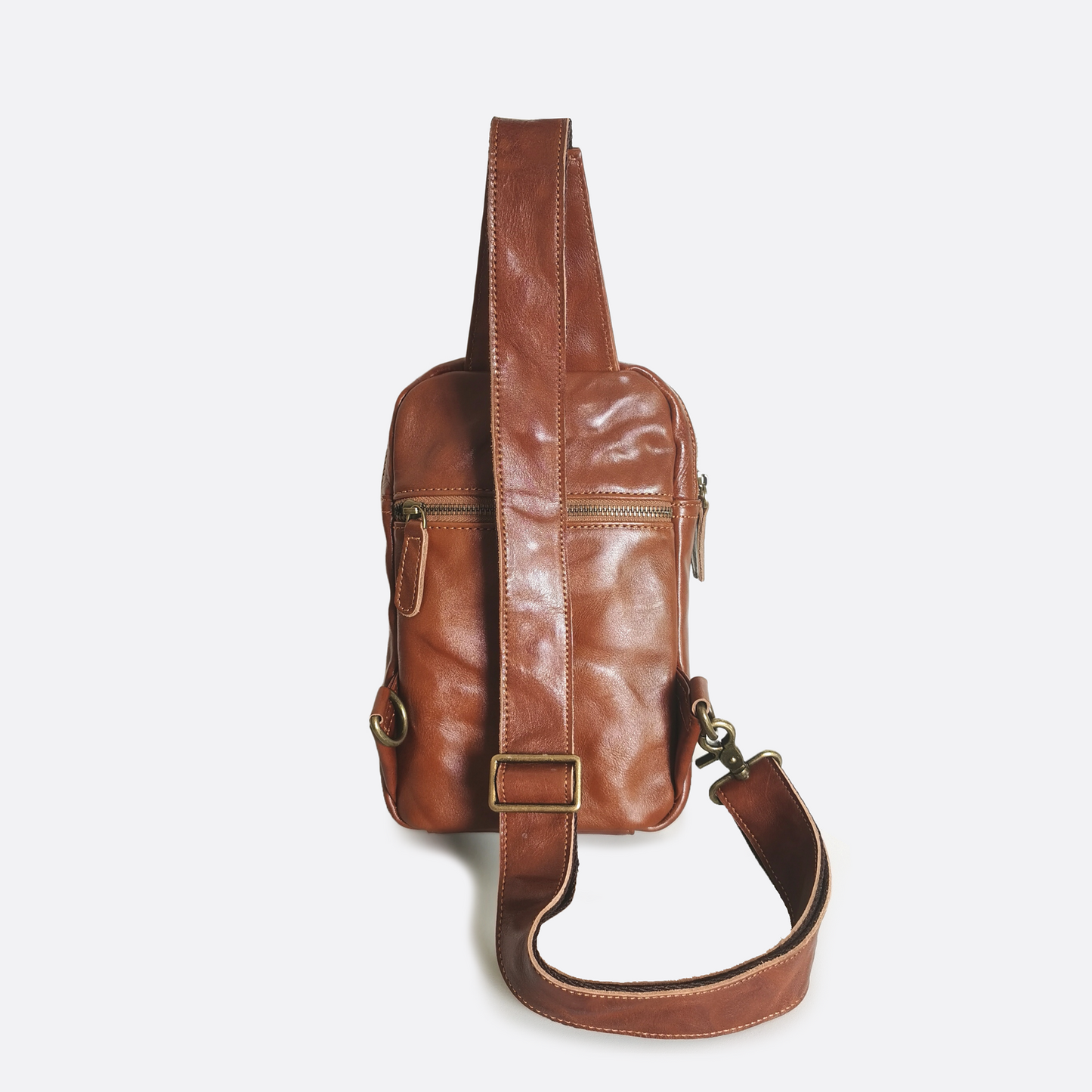 Unisex waxed genuine cowhide leather fanny pack bag Davel V3 design