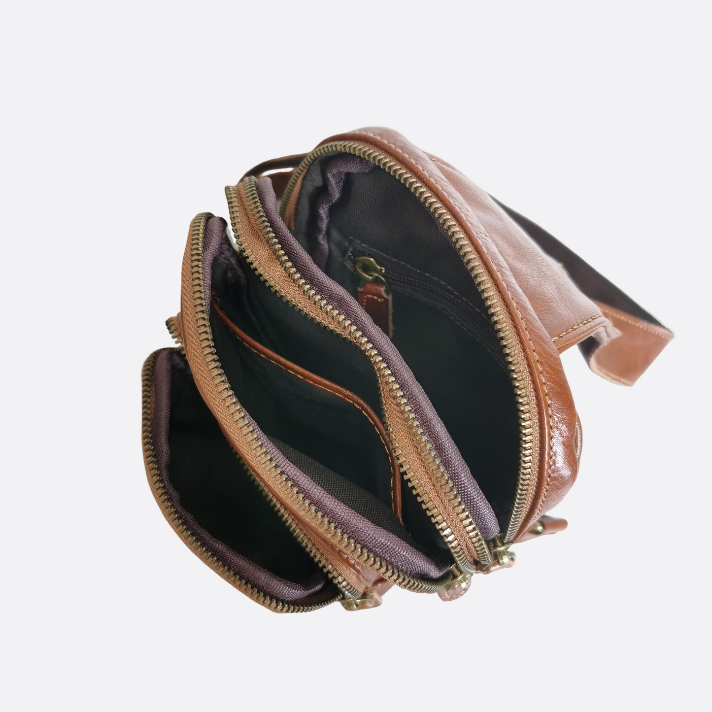 Unisex waxed genuine cowhide leather fanny pack bag Davel V3 design