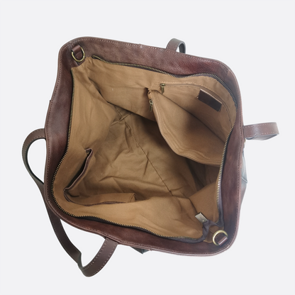 Women's genuine waxed cowhide leather handbag depaule V5 design