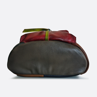 Women's genuine cowhide leather backpack Patchwork design