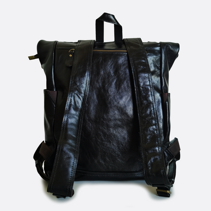 Unisex cowhide leather Torba design Roll top backpack