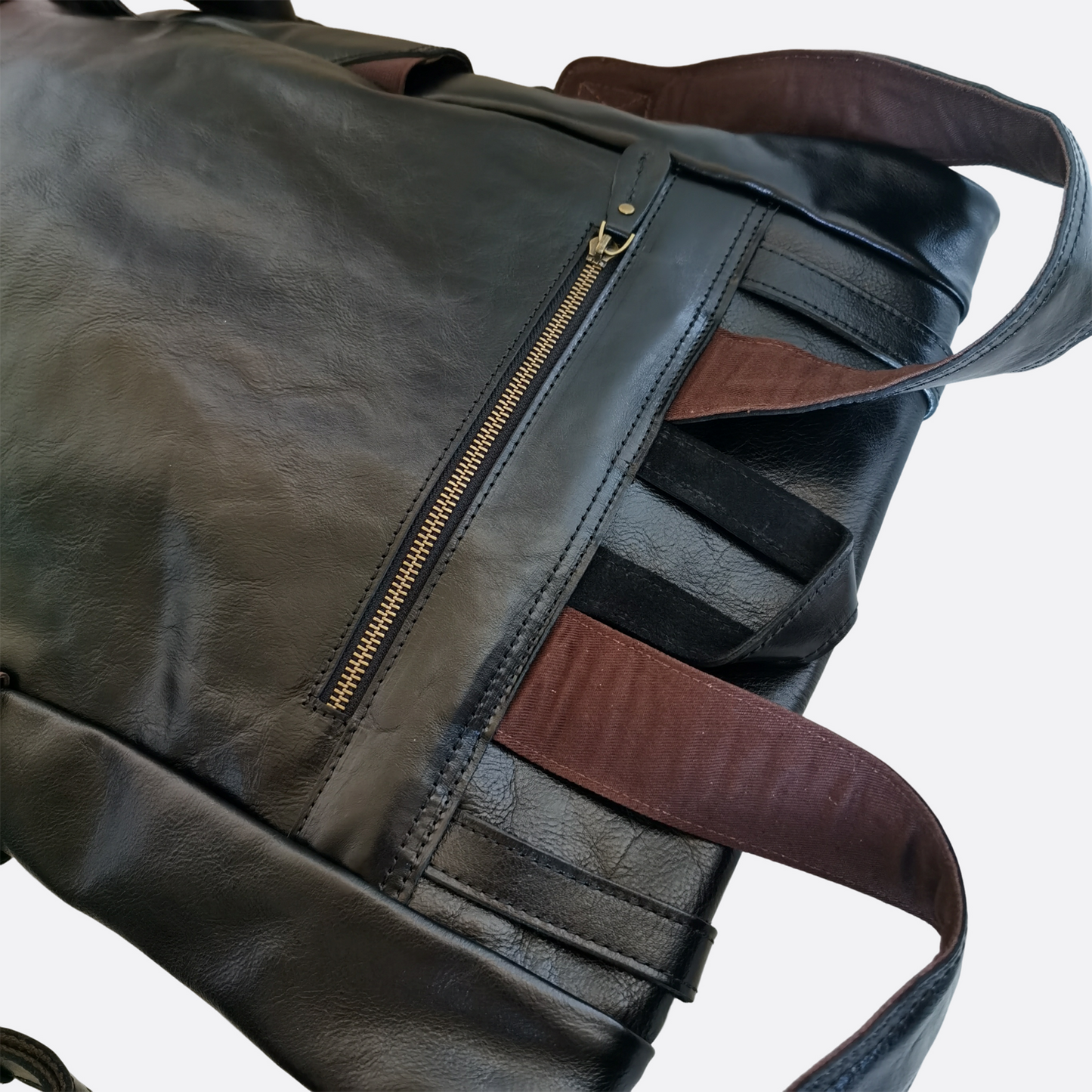 Unisex cowhide leather Torba design Roll top backpack