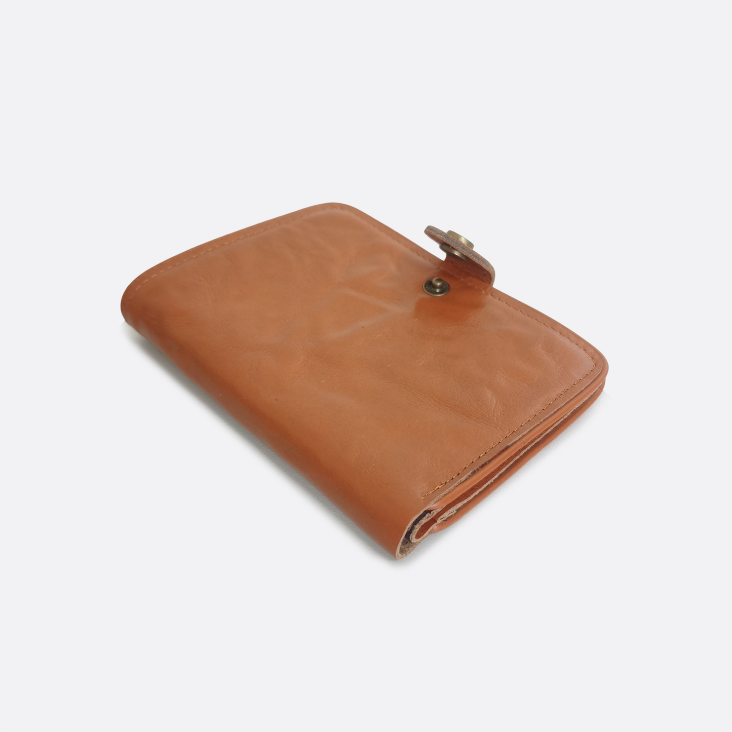 Women's and Men's unisex cowhide leather vertical flap wallet with button