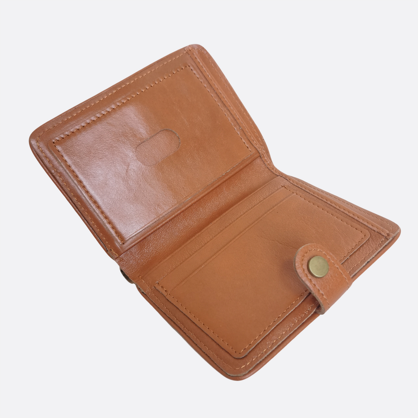 Women's and Men's unisex cowhide leather vertical flap wallet with button