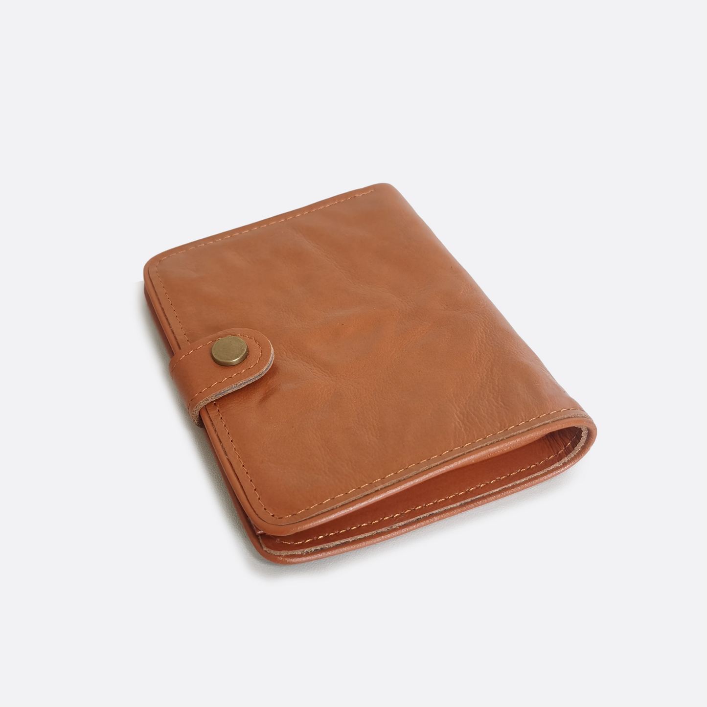 Women's and Men's unisex cowhide leather vertical flap wallet with button