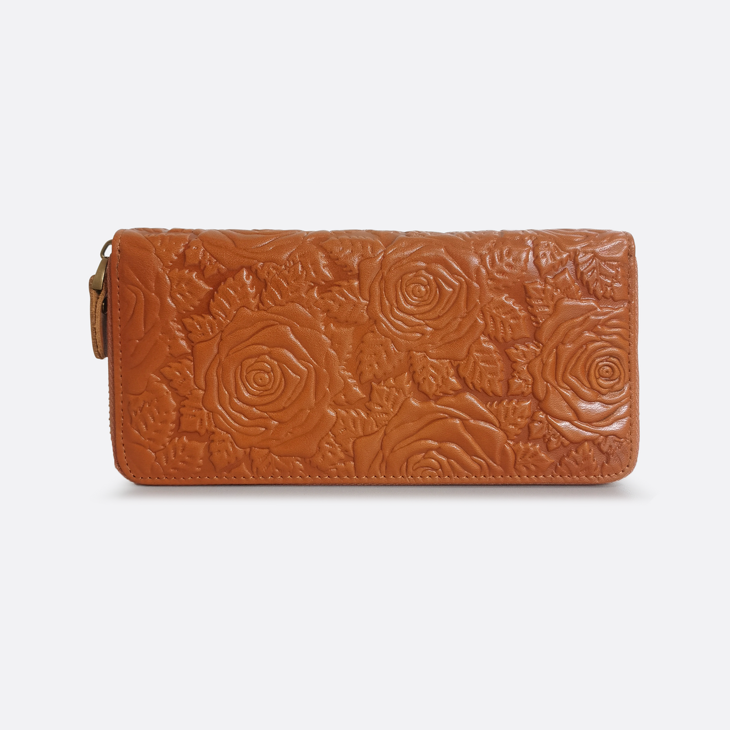 Women's genuine cowhide leather long wallet Metro Floral design