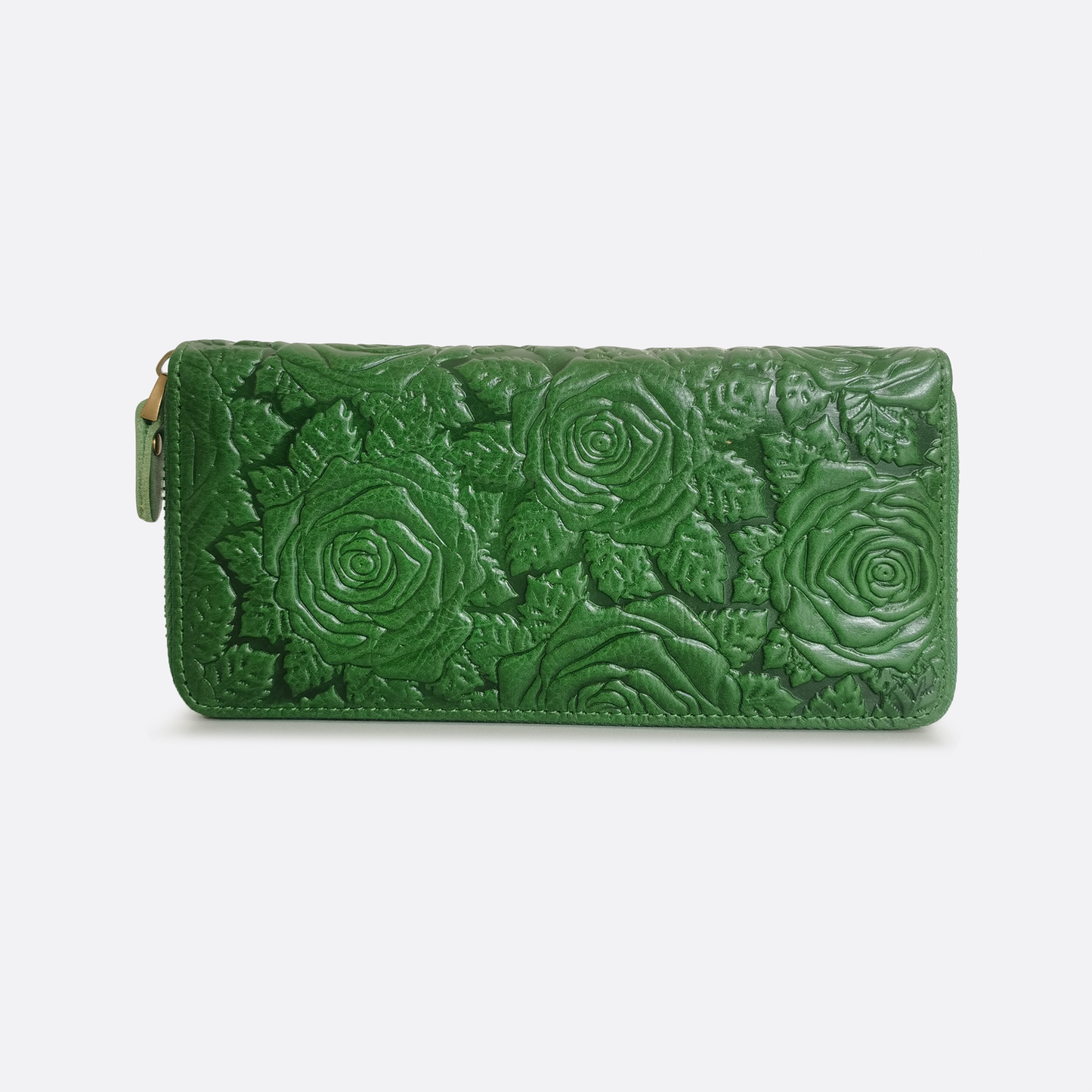 Women's genuine cowhide leather long wallet Metro Floral design