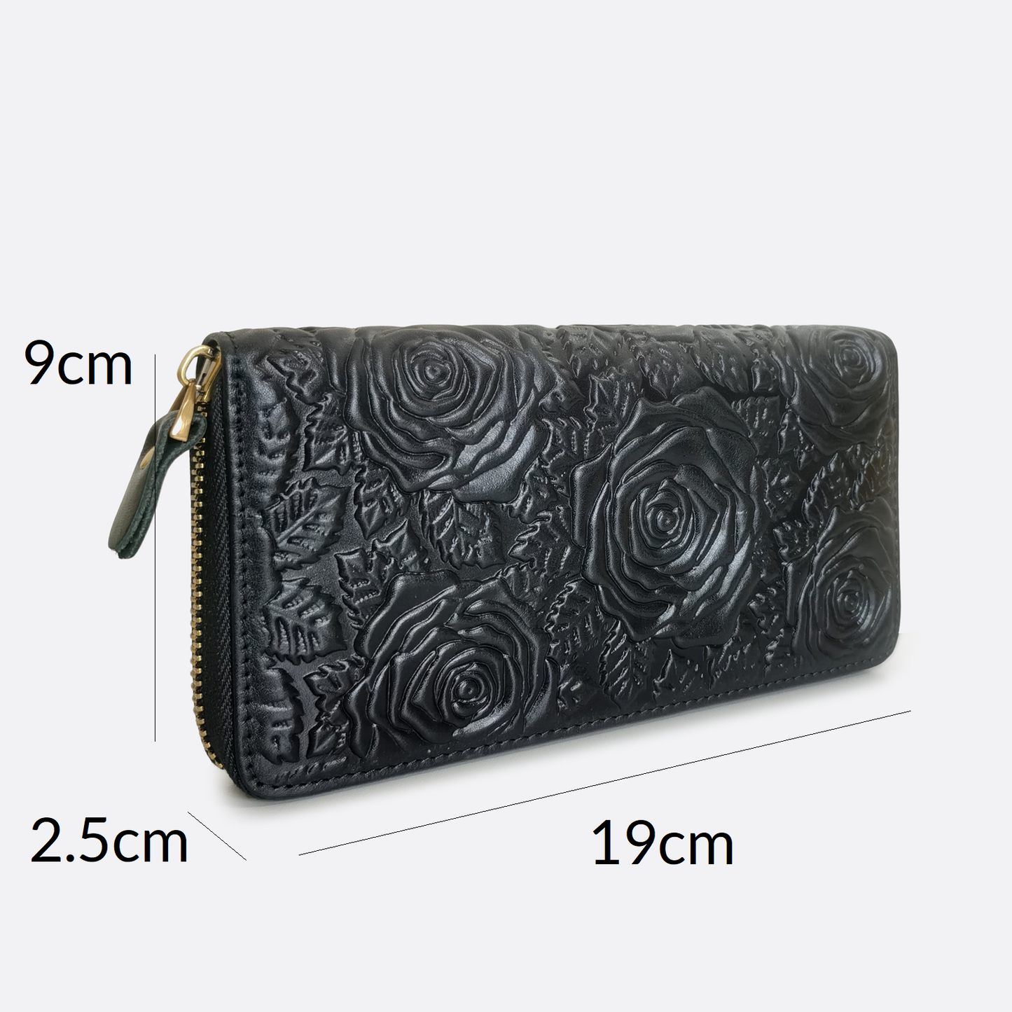 Women's genuine cowhide leather long wallet Metro Floral design