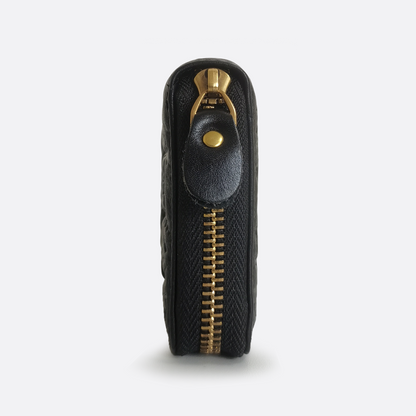 Women's genuine cowhide leather long wallet Metro Floral design