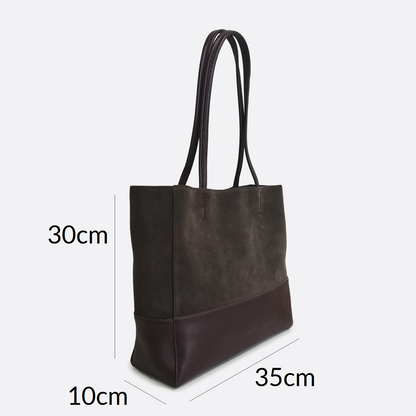 Women's genuine cowhide mixed suede leather handbag Depaule design