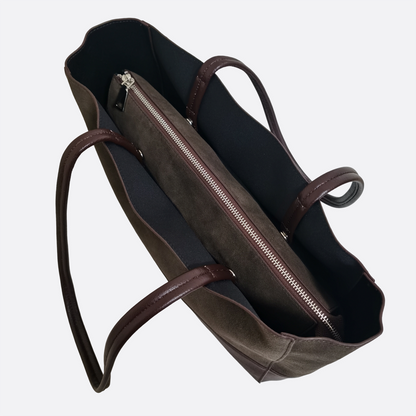 Women's genuine cowhide mixed suede leather handbag Depaule design