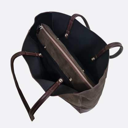 Women's genuine cowhide mixed suede leather handbag Depaule design