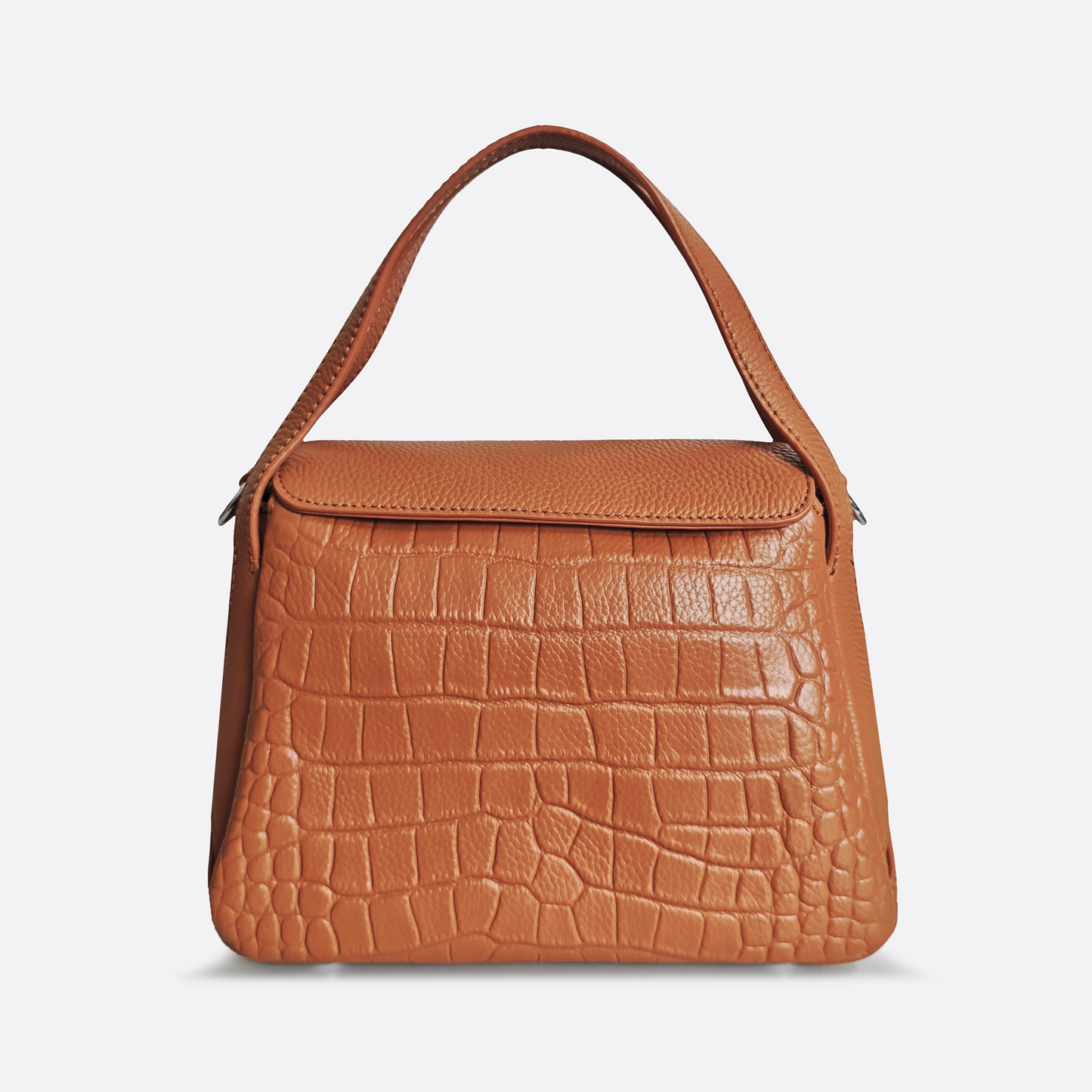 Women's genuine cowhide leather handbag Mori design with crocodile print