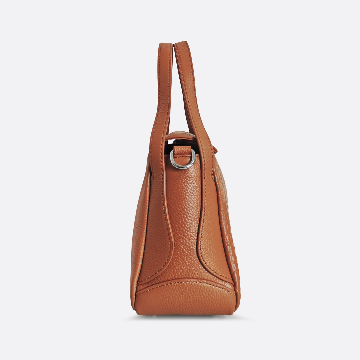 Women's genuine cowhide leather handbag Mori design with crocodile print