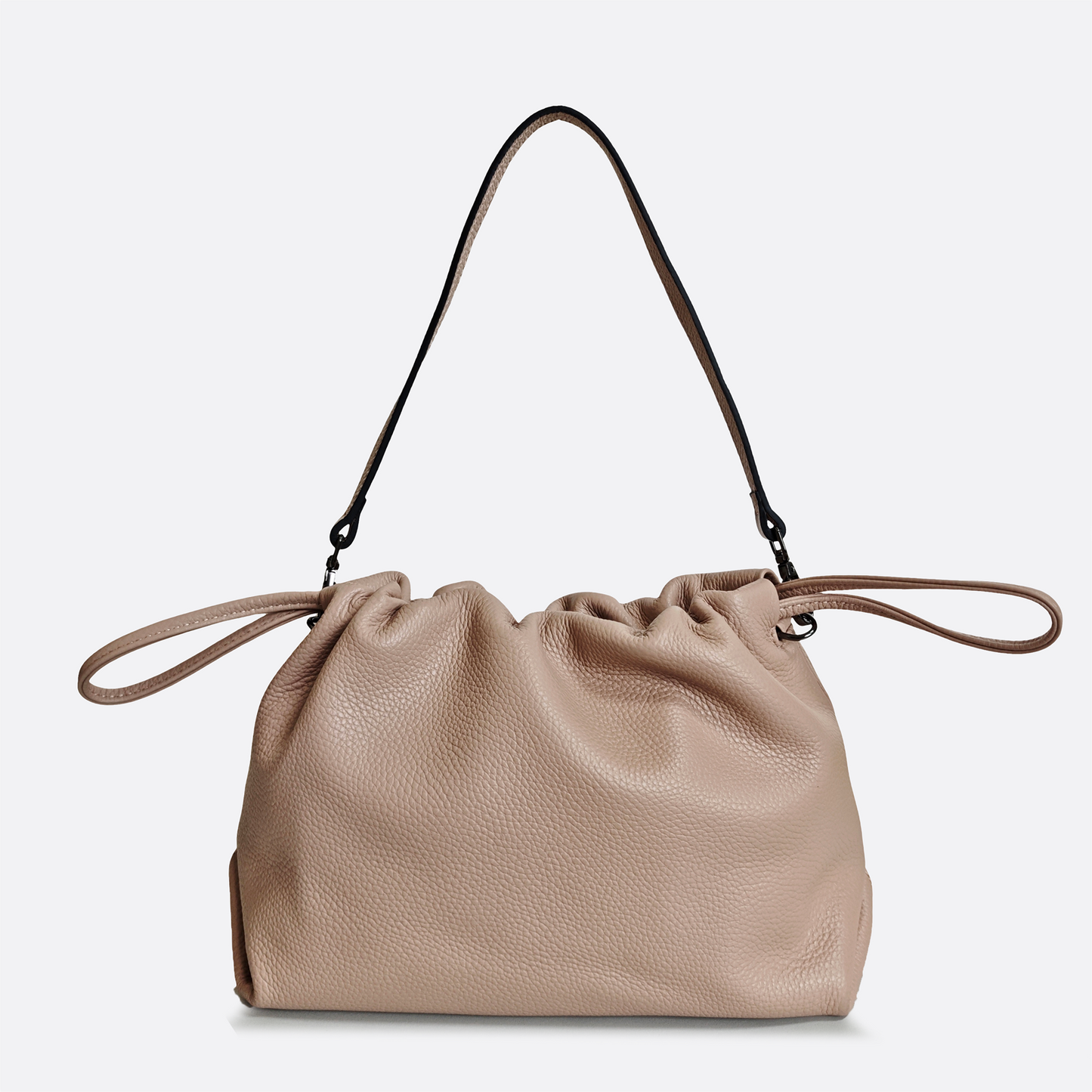 Women's genuine cowhide leather drawstring clutch handbag Kloud design
