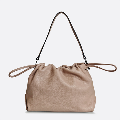 Women's genuine cowhide leather drawstring clutch handbag Kloud design