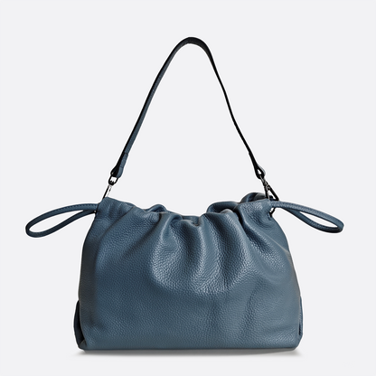 Women's genuine cowhide leather drawstring clutch handbag Kloud design