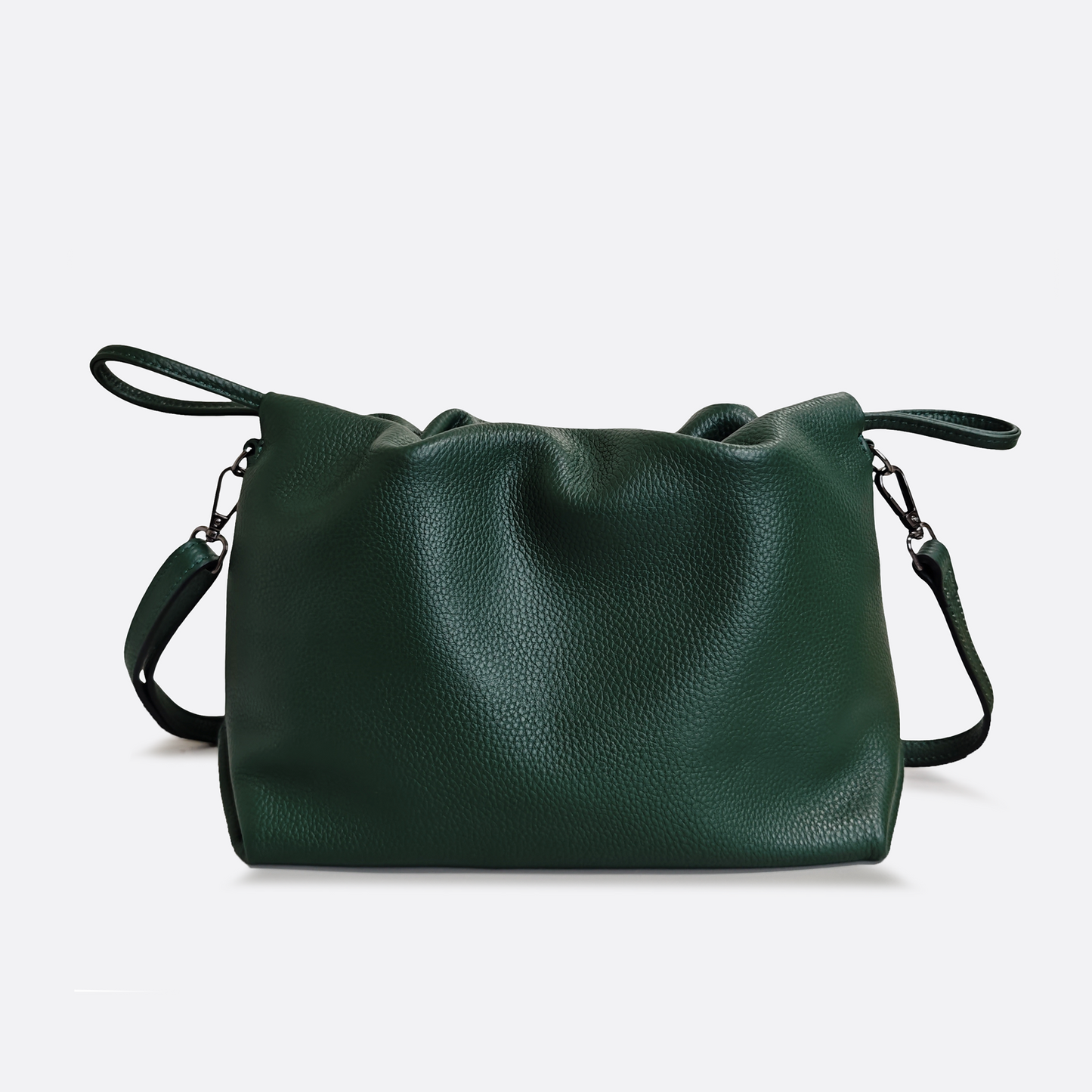 Women's genuine cowhide leather drawstring clutch handbag Kloud design