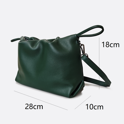 Women's genuine cowhide leather drawstring clutch handbag Kloud design