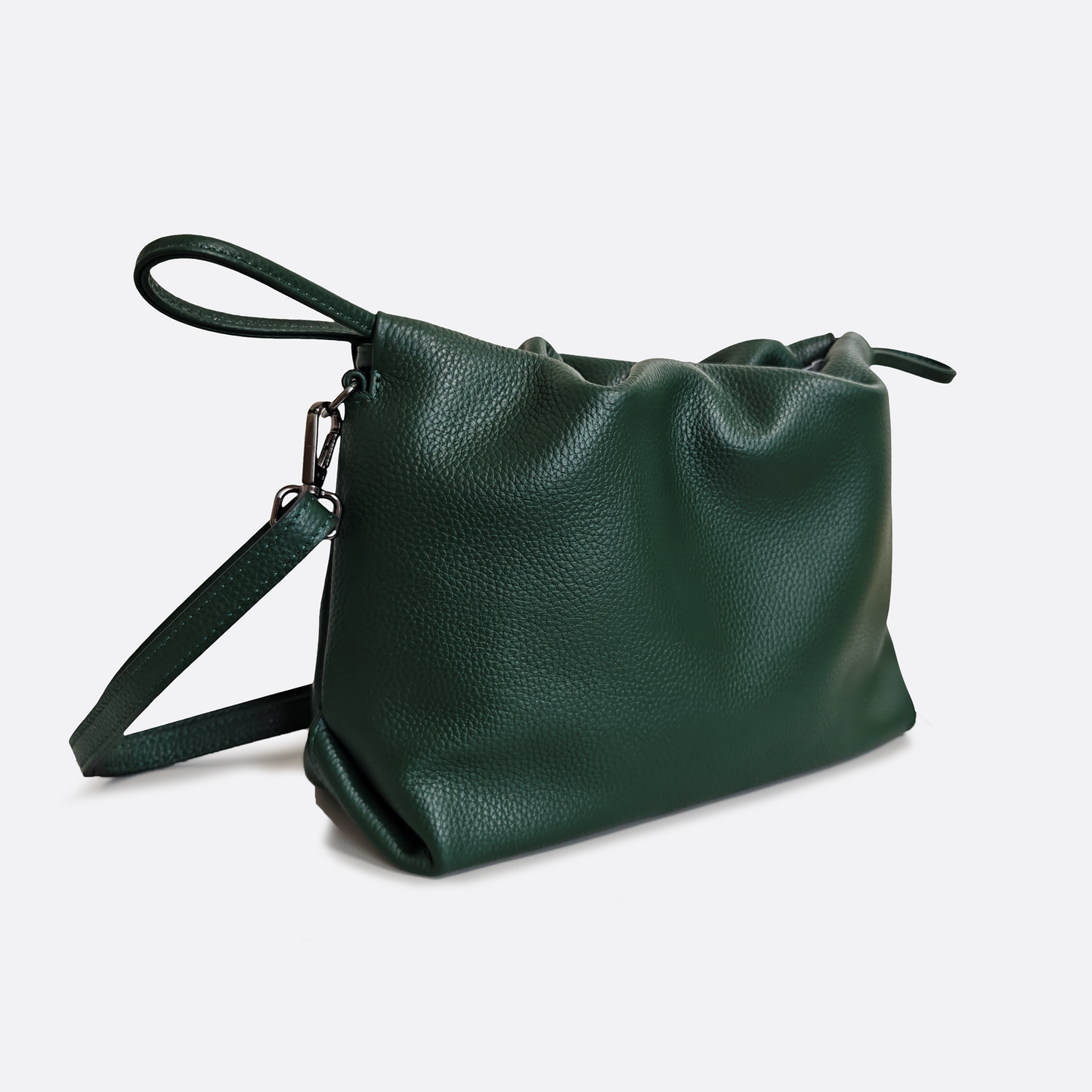 Women's genuine cowhide leather drawstring clutch handbag Kloud design